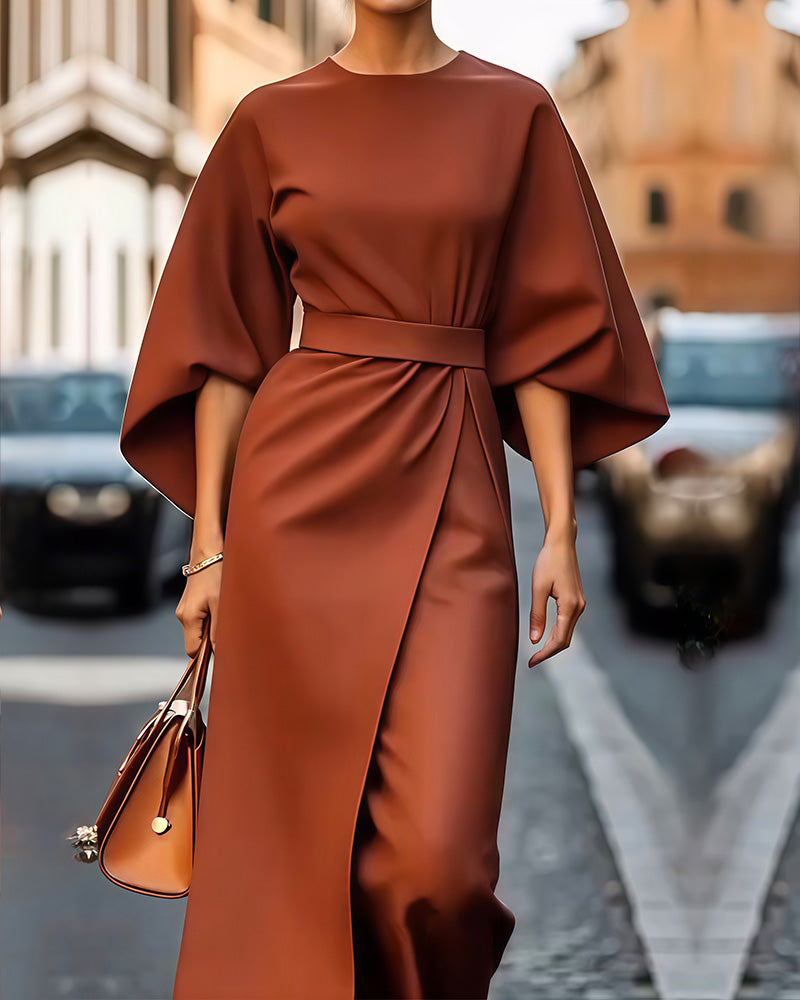 Kerith | Women's Elegant Belted Midi Dress
