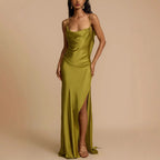 Zoraide | Women's Elegant Cowl Neck Spaghetti Strap Maxi Dress