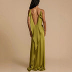 Zoraide | Women's Elegant Cowl Neck Spaghetti Strap Maxi Dress