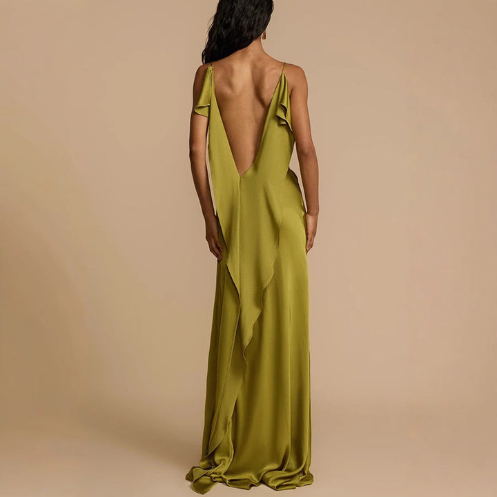 Zoraide | Women's Elegant Cowl Neck Spaghetti Strap Maxi Dress