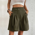 Rue | Women's High Waist Pleated Wide Leg Shorts