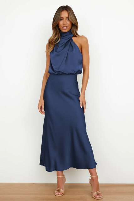 Zuleika | Women's Elegant Halter Neck Midi Dress