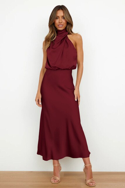 Zuleika | Women's Elegant Halter Neck Midi Dress
