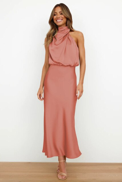 Zuleika | Women's Elegant Halter Neck Midi Dress