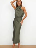 Zuleika | Women's Elegant Halter Neck Midi Dress