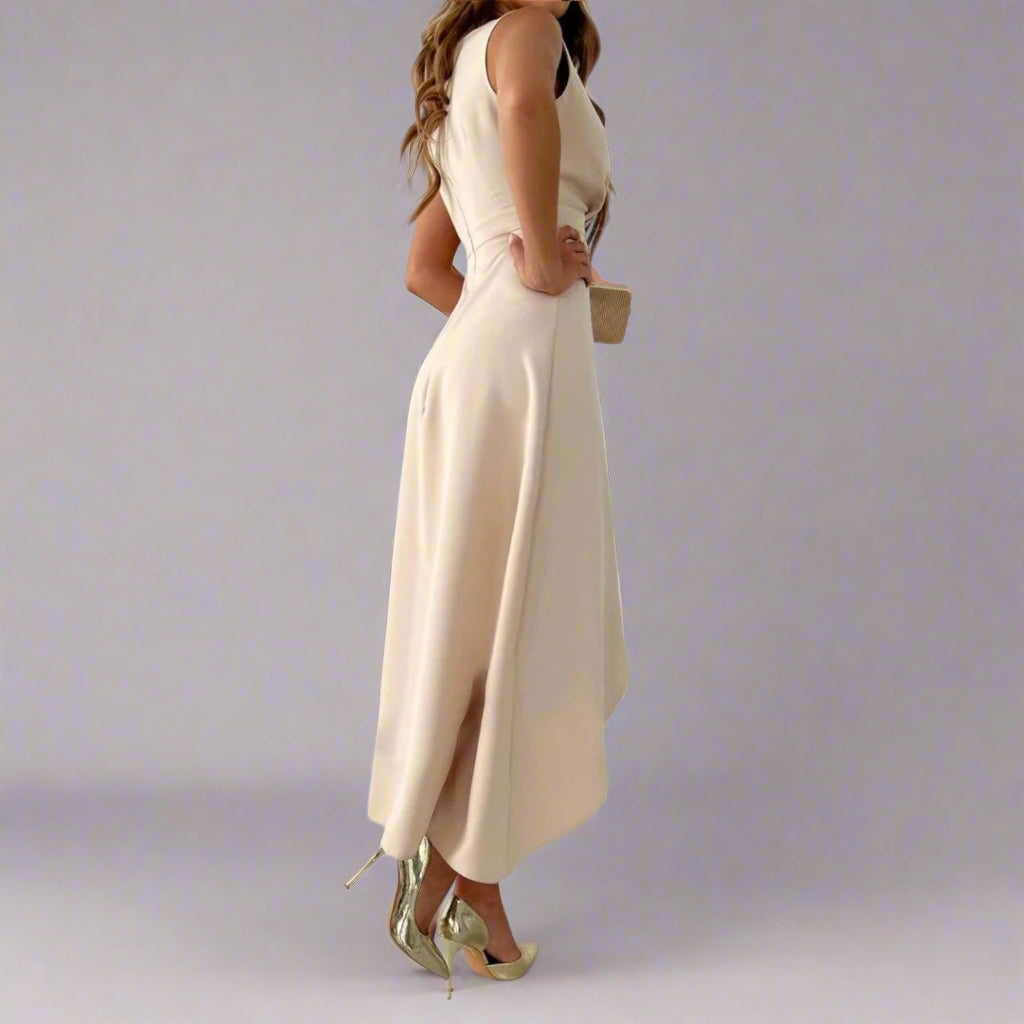 Blandine | Women's Sleeveless V-Neck Asymmetric Midi Dress