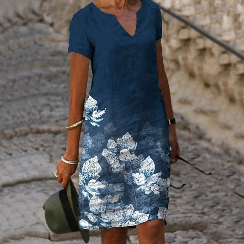 Emrys | Women's Casual V-Neck Floral Midi Dress