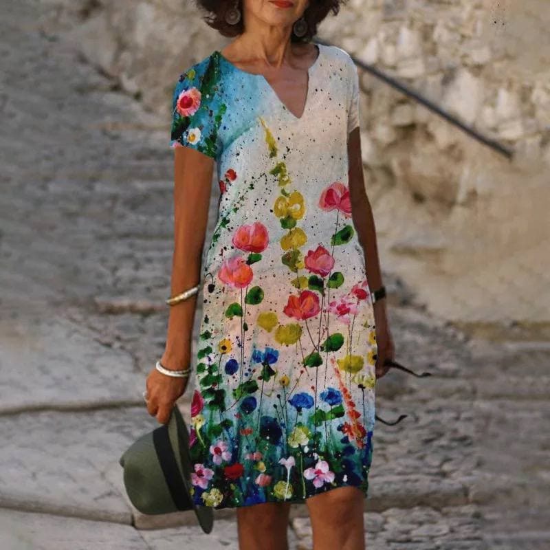 Emrys | Women's Casual V-Neck Floral Midi Dress