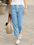 Sunniva | Women's Cropped Drawstring Chino Trousers
