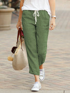 Sunniva | Women's Cropped Drawstring Chino Trousers