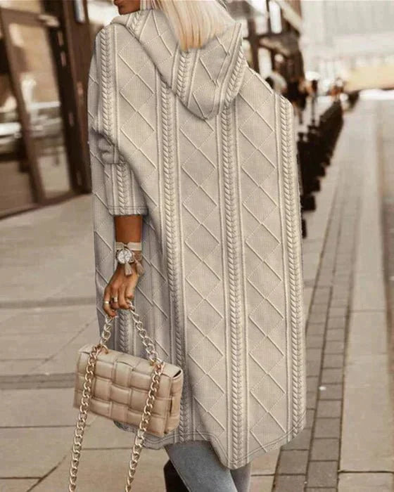 Grace & Jess | Long-sleeved cable-knit hooded cardigan