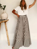 Grace | Women's Striped Strapless Bandeau Maxi Dress
