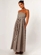 Grace | Women's Striped Strapless Bandeau Maxi Dress