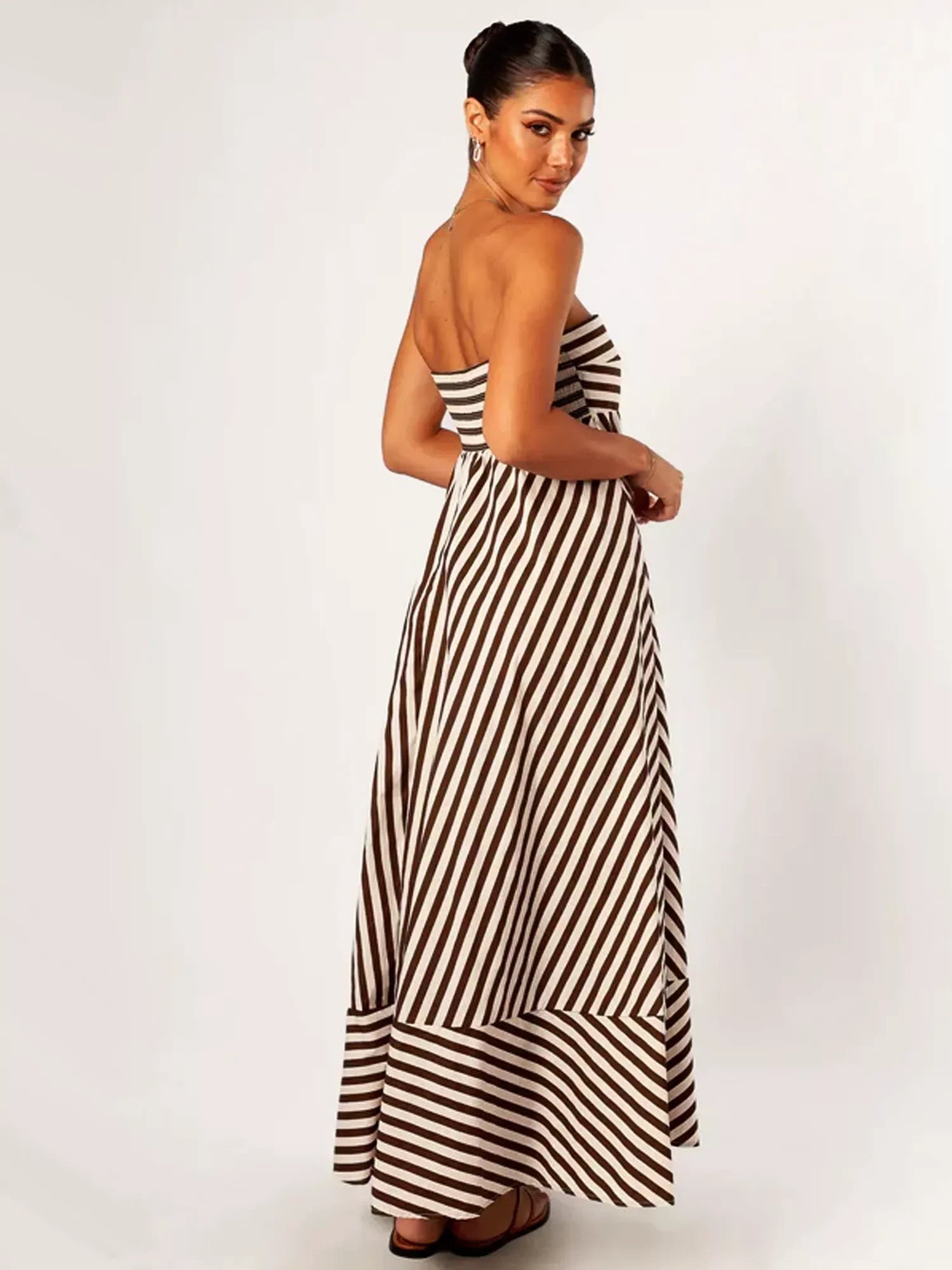 Grace | Women's Striped Strapless Bandeau Maxi Dress