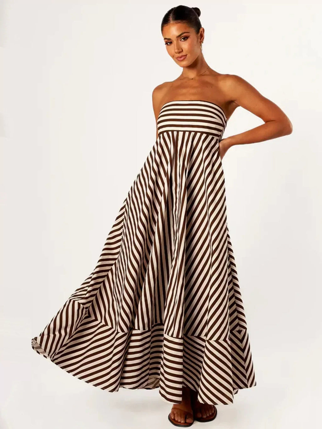Grace | Women's Striped Strapless Bandeau Maxi Dress