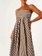 Grace | Women's Striped Strapless Bandeau Maxi Dress