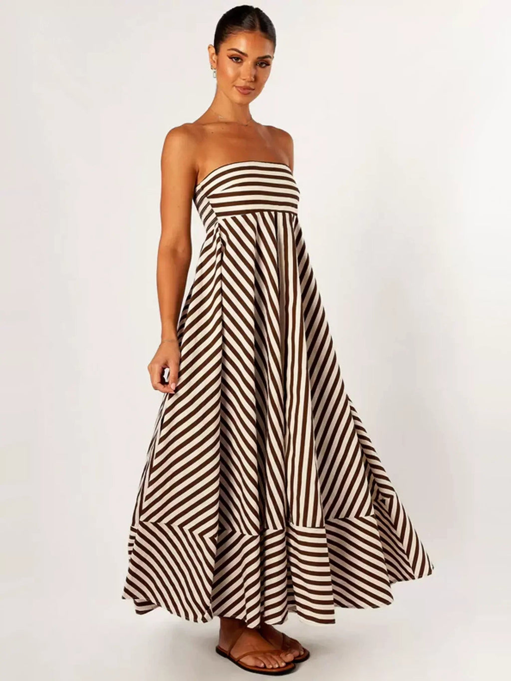 Grace | Women's Striped Strapless Bandeau Maxi Dress