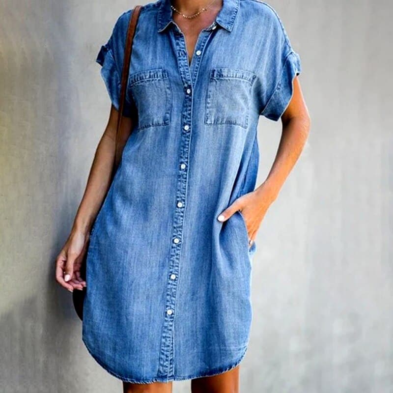 Eadlyn | Women's Casual Button-Down Denim Mini Dress