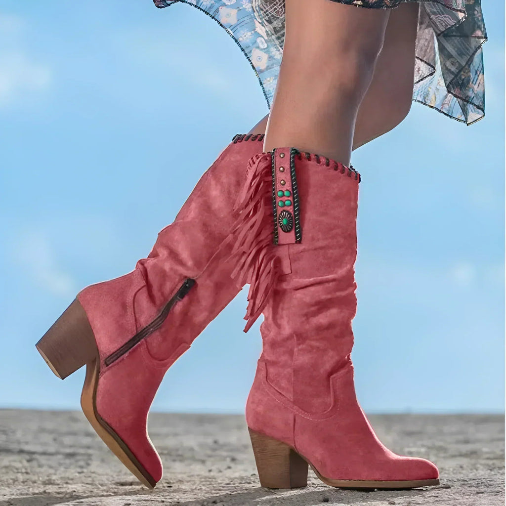 Ottilie | Women's Fringe Knee High Western Cowboy Boots
