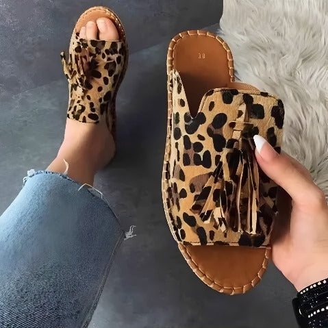 Oberon | Women's Tassel Espadrille Flat Slide Sandals