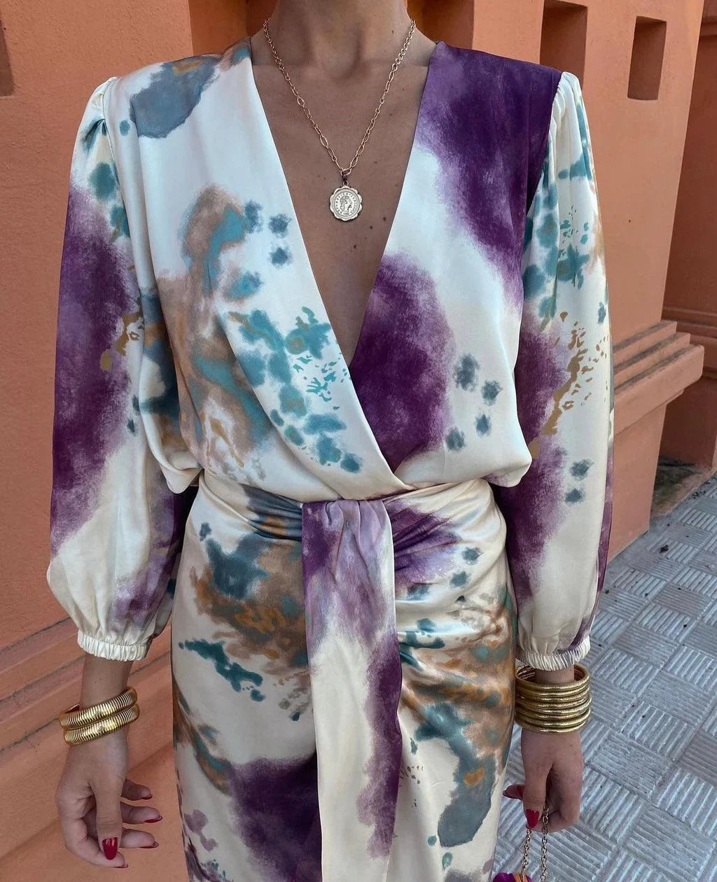 Jana | Women's Floral Print Long Sleeve Wrap Midi Dress