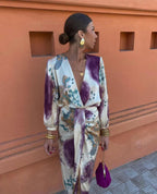 Jana | Women's Floral Print Long Sleeve Wrap Midi Dress
