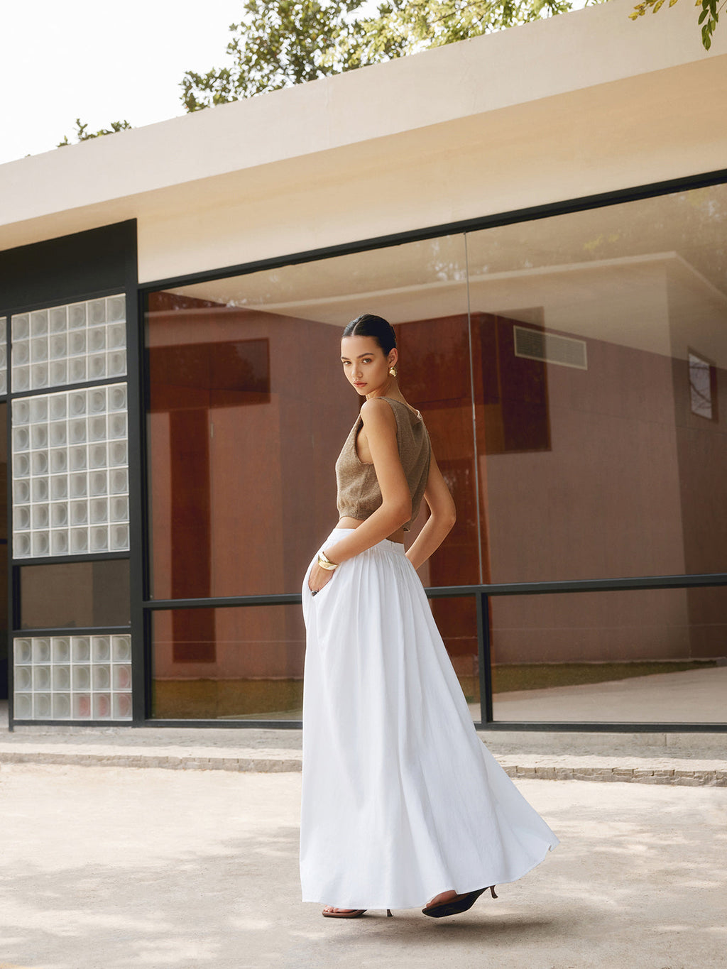 Blair | Women's High Waist Pleated Maxi Skirt
