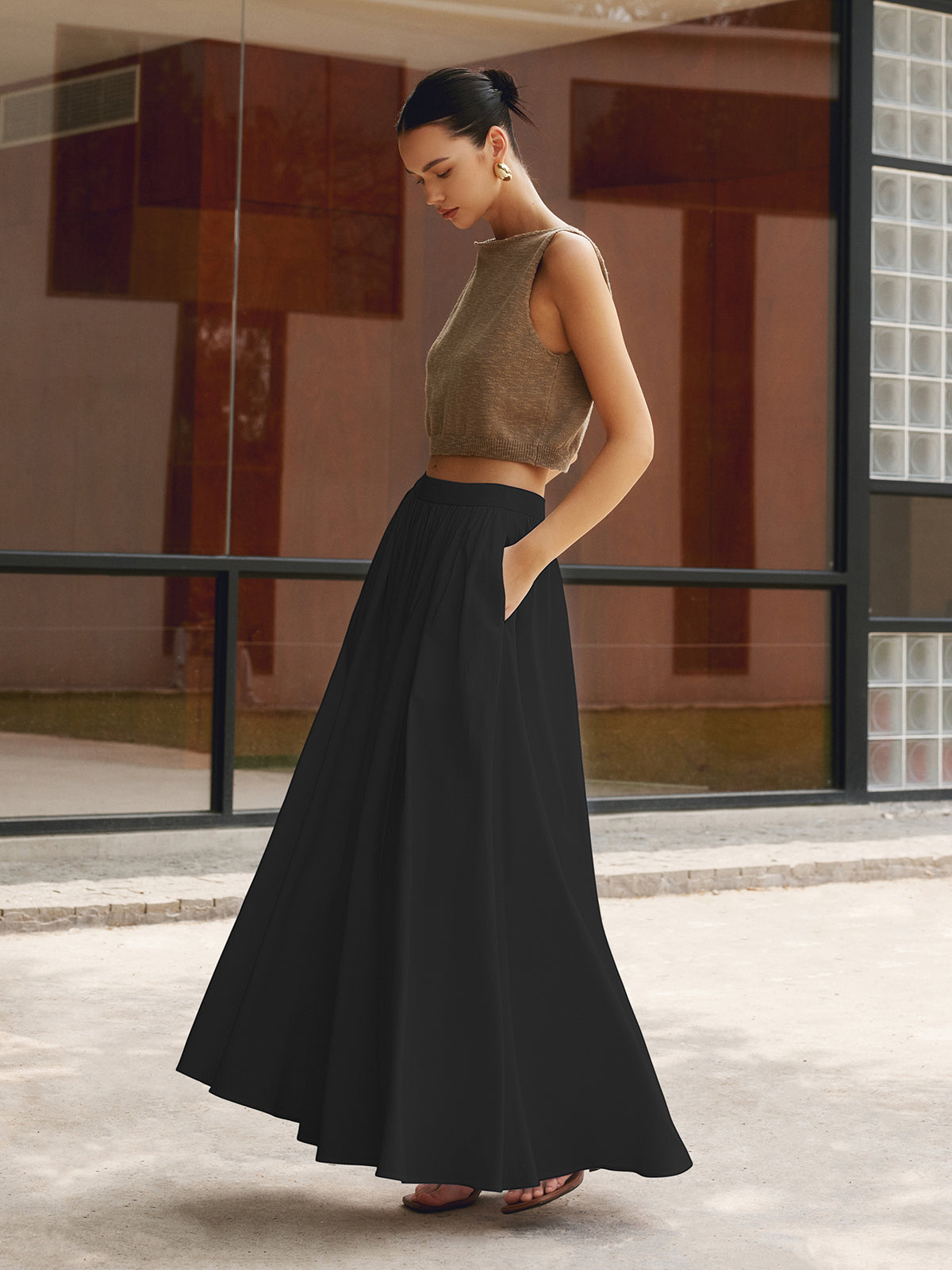 Blair | Women's High Waist Pleated Maxi Skirt