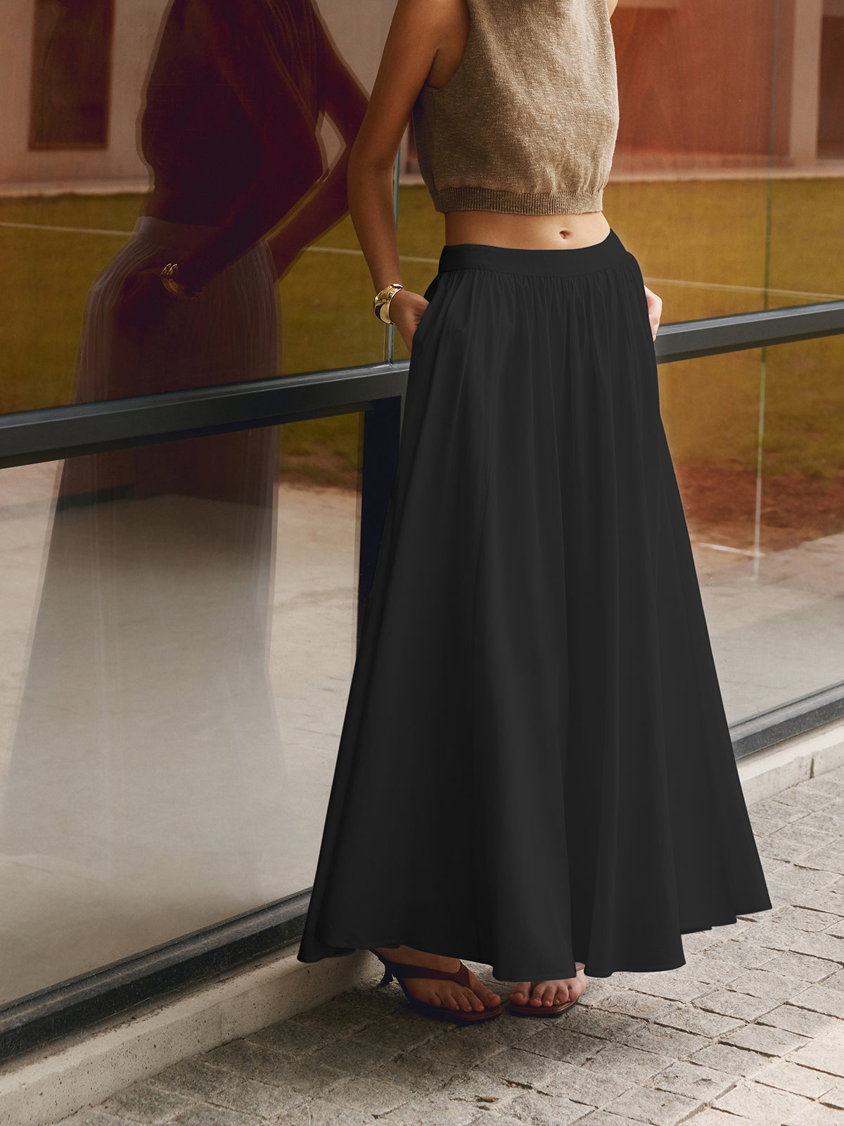 Blair | Women's High Waist Pleated Maxi Skirt