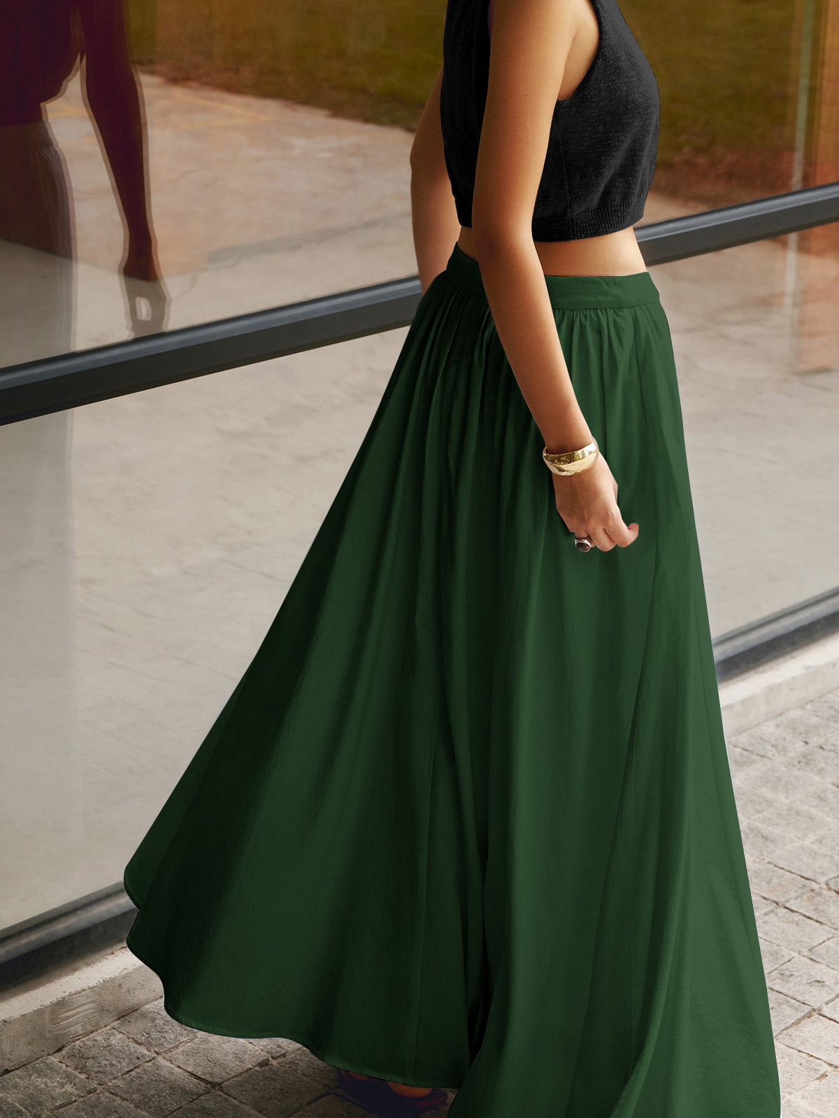 Blair | Women's High Waist Pleated Maxi Skirt