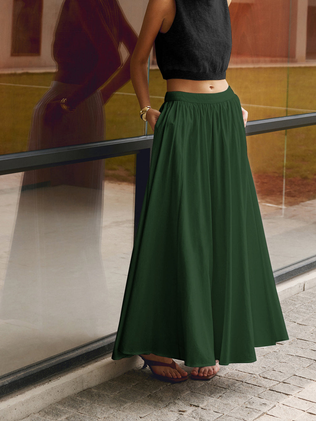 Blair | Women's High Waist Pleated Maxi Skirt