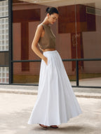 Blair | Women's High Waist Pleated Maxi Skirt