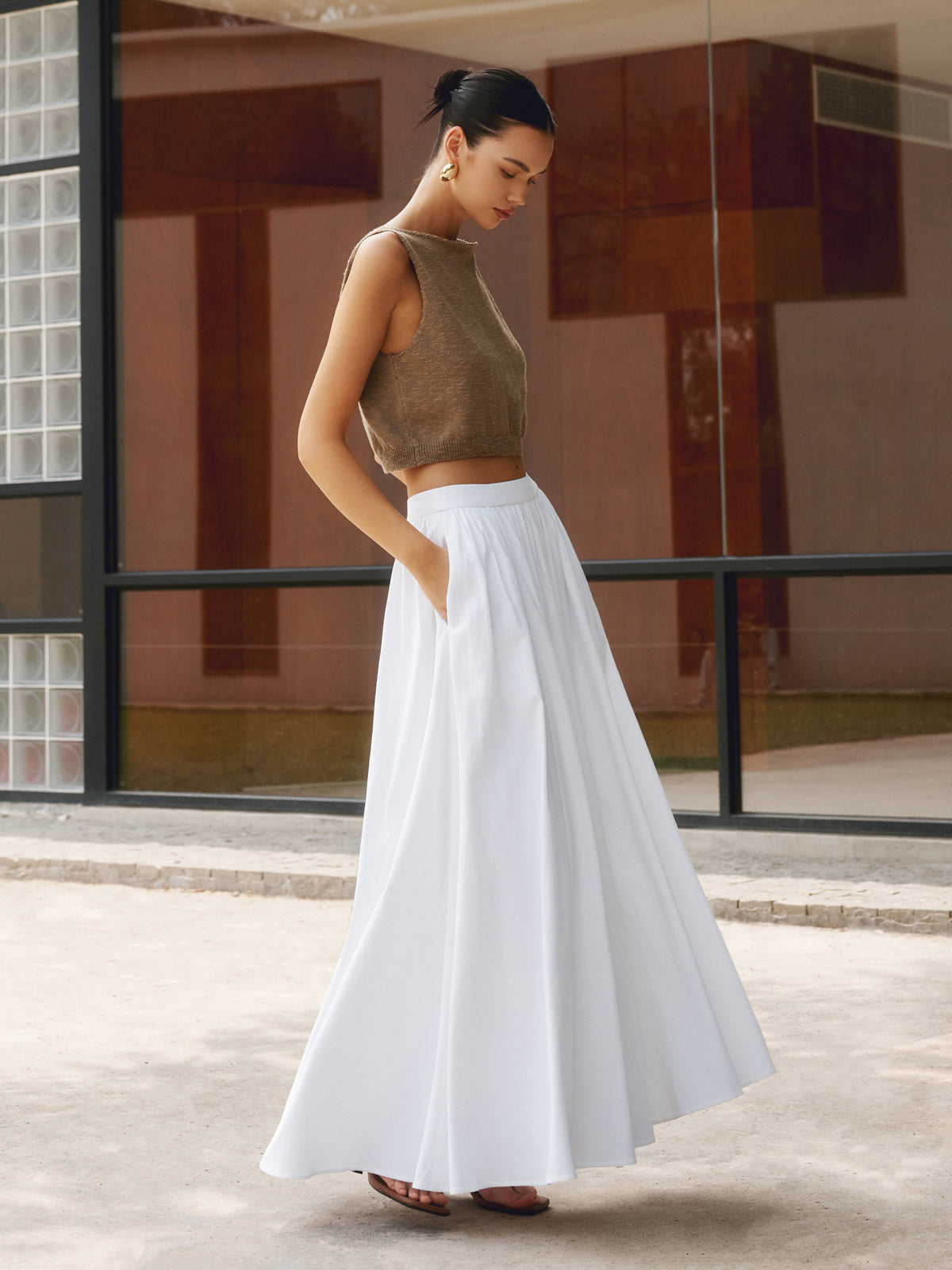 Blair | Women's High Waist Pleated Maxi Skirt