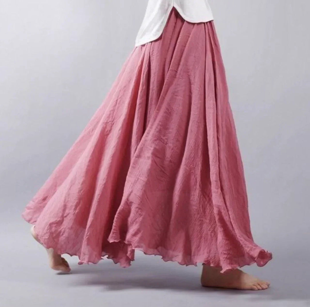 Livia | Women's High-Waisted Flowy Maxi Skirt