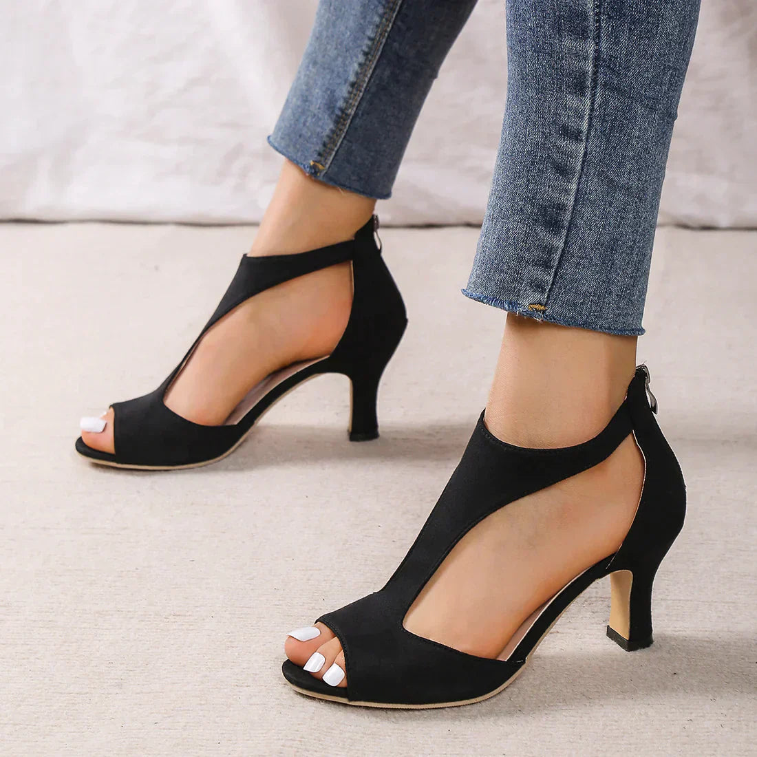 Liutgard | Women's T-Strap Peep Toe Heel Sandals