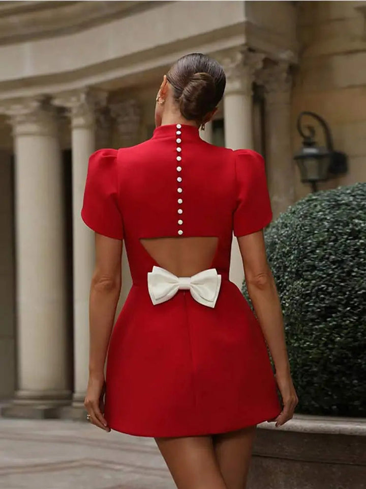 Novalee | Women's Puff Sleeve High Neck Mini Dress