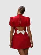 Novalee | Women's Puff Sleeve High Neck Mini Dress