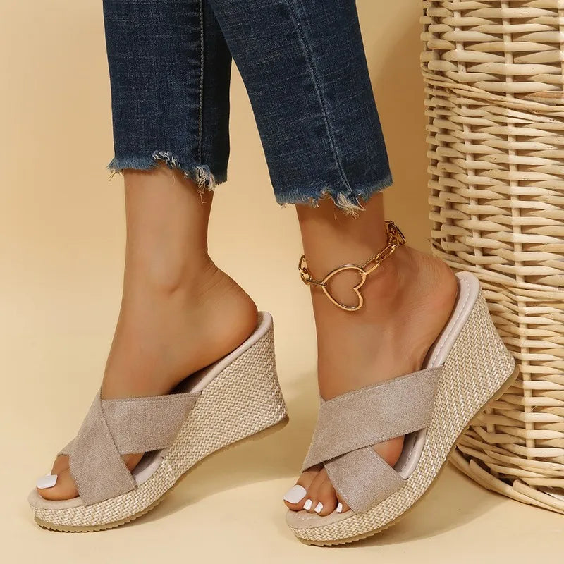 Loveday | Women's Cross Strap Espadrille Wedge Sandals