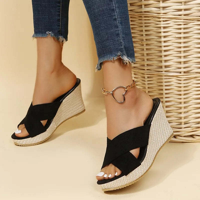 Loveday | Women's Cross Strap Espadrille Wedge Sandals