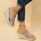 Loveday | Women's Cross Strap Espadrille Wedge Sandals