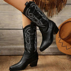 Oren | Women's Embroidered Mid-Calf Cowboy Boots
