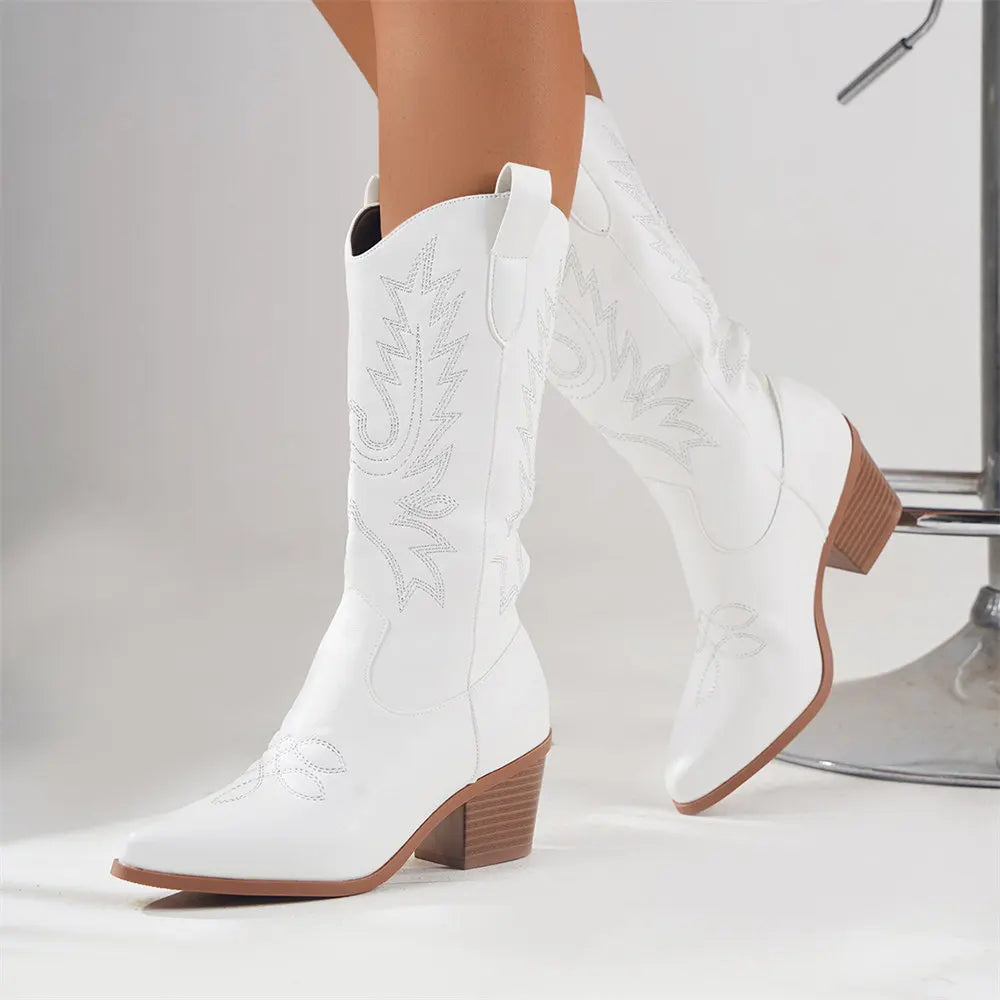 Oren | Women's Embroidered Mid-Calf Cowboy Boots