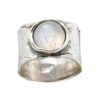 Sylvena | Women's Moonstone Cabochon Wide Band Statement Ring