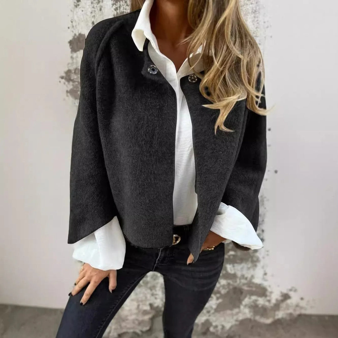 Grace & Jess | Round Neck and Long Sleeves Wool Coat