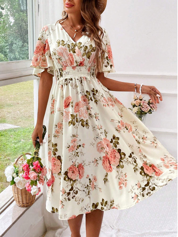 Kael | Women's Elegant Floral A-Line Midi Dress