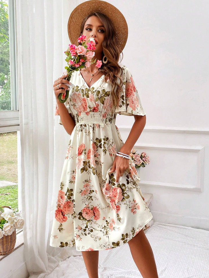 Kael | Women's Elegant Floral A-Line Midi Dress