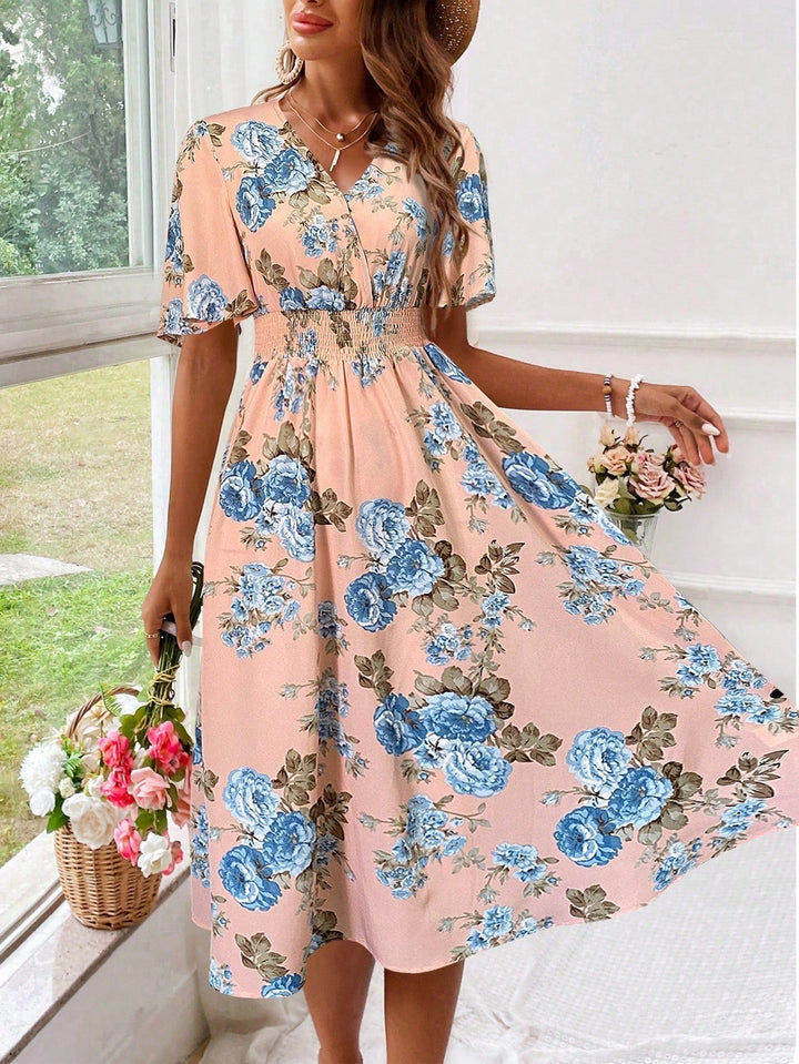 Kael | Women's Elegant Floral A-Line Midi Dress