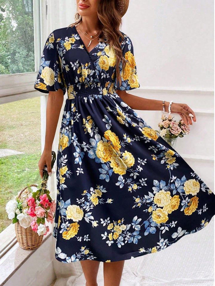 Kael | Women's Elegant Floral A-Line Midi Dress