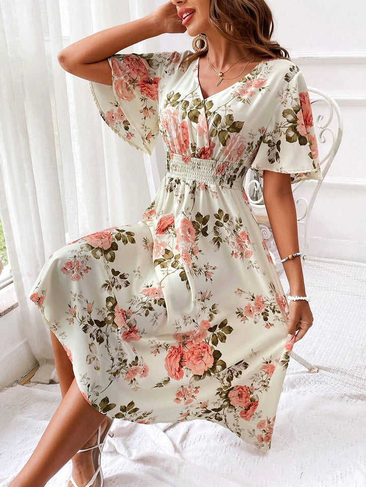 Kael | Women's Elegant Floral A-Line Midi Dress