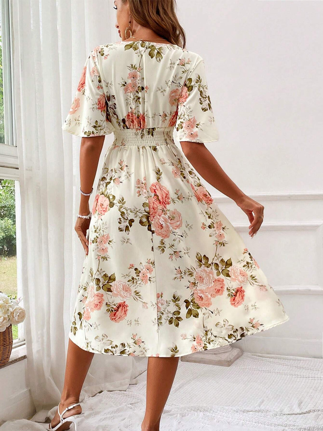 Kael | Women's Elegant Floral A-Line Midi Dress